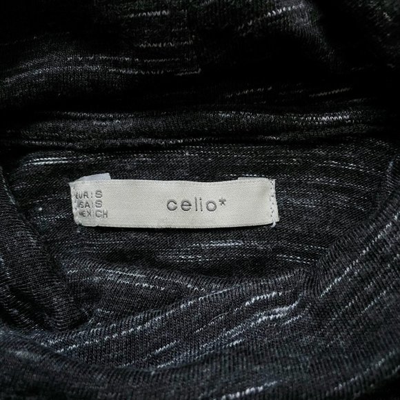 Celio* turtle neck long sleeve shirt in marled black with white, men's size S - Picture 4 of 7